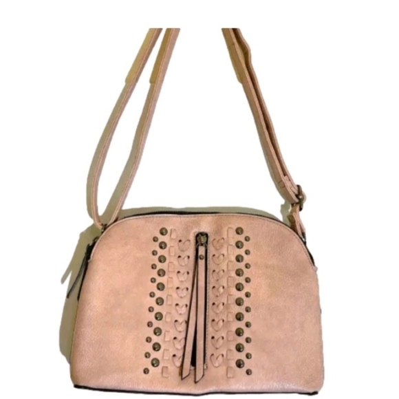 Sam & Hadley Mauve Pink studded shoulder Bag Tassel gold hardware pre-loved - Picture 15 of 16
